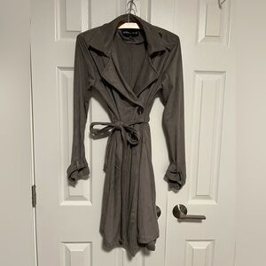 Kendall & Kylie Faux Suede Trench Coat in Gray
